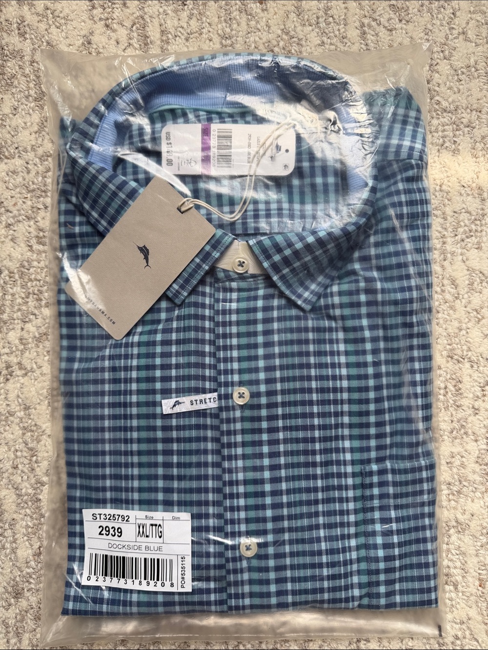 Tommy Bahama Blue and Teal Plaid Button-Down Shirt XXL